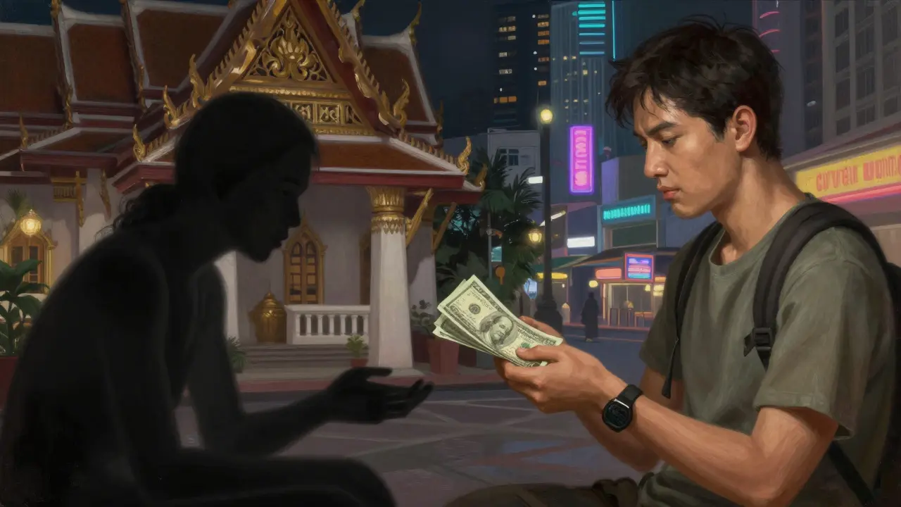 Artistic concept showing economic dynamics of Bangkok nightlife