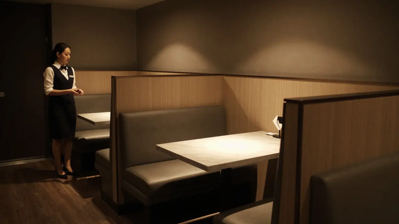 Dimly lit interior booth of a Bangkok entertainment venue