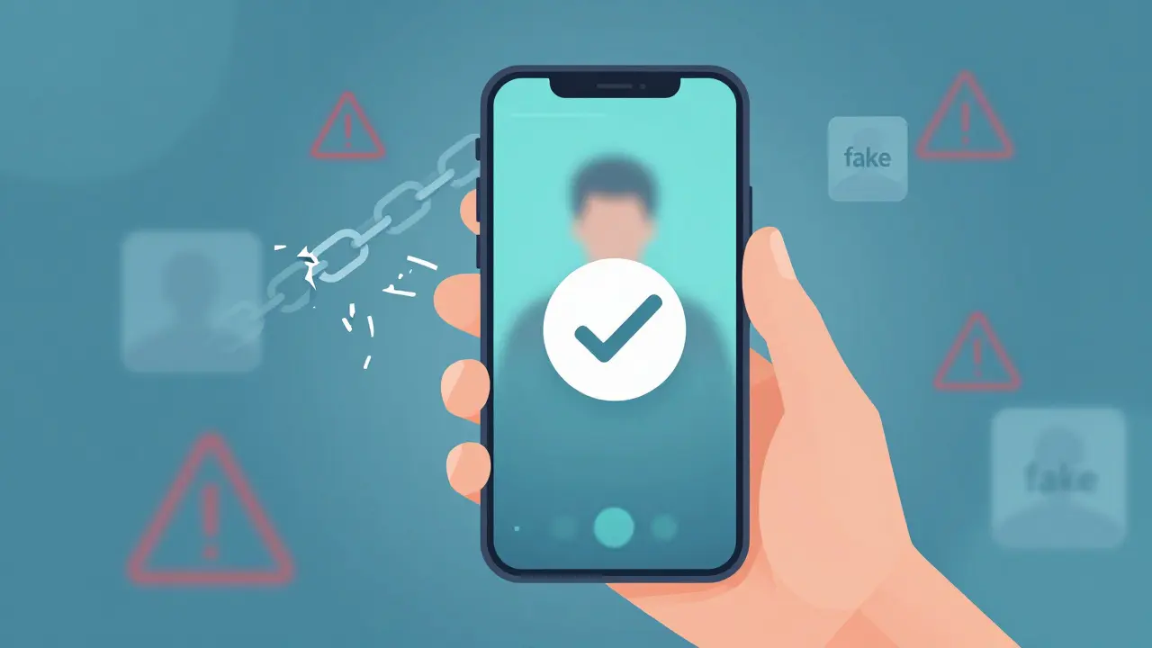 Smartphone showing video call verification for safety