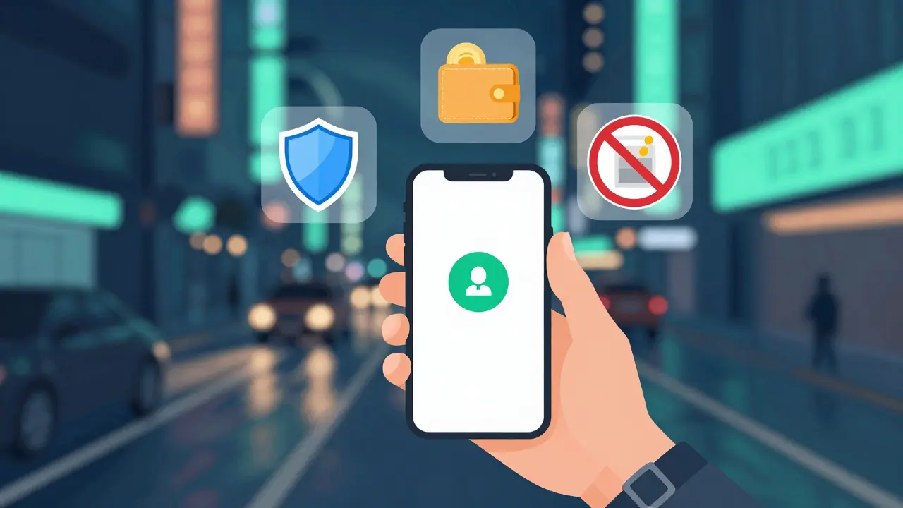 Smartphone with ride app symbolizing safe travel tips