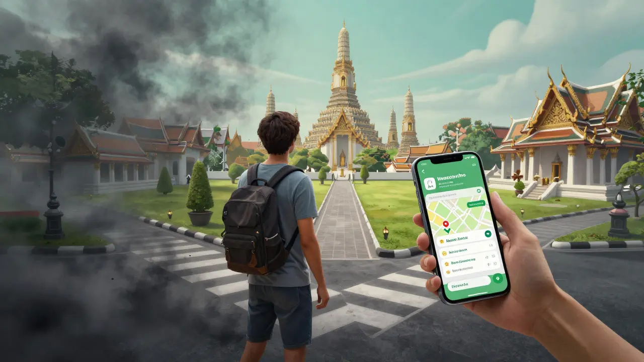 Traveler choosing a safe, researched spa path over risky nightlife in Bangkok